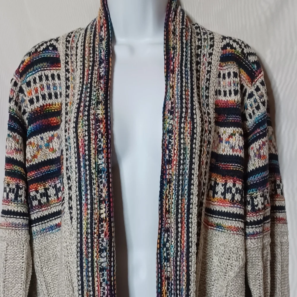Haptics by Holly Harper Boho Multi-colored Knitted Cardigan. M - Picture 5 of 14